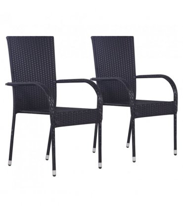 vidaXL Dining Set | Black | Polyethylene rattan, Powder-coated steel, Glass