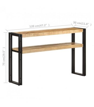 vidaXL Console Table 120x30x75 cm Rough Mango Wood