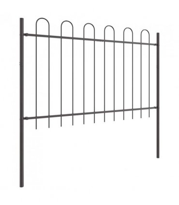 vidaXL Garden Fence 3 pcs Grey 5.1 x 1.2 m Powder-coated Steel