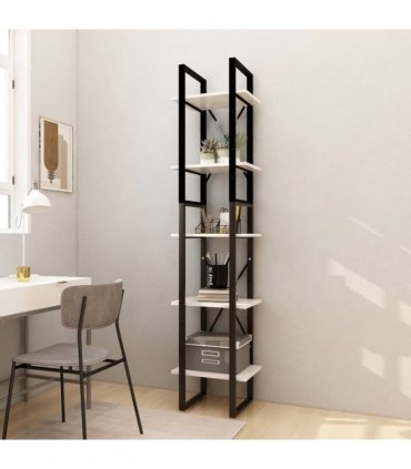 vidaXL 5-Tier Book Cabinet White 40x30x175 cm Pinewood