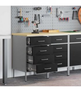 vidaXL Work Cabinet with Drawer 2 pcs Black and Grey 100 x 55 x 85 cm