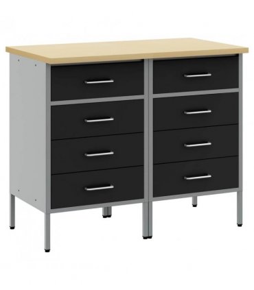 vidaXL Work Cabinet with Drawer 2 pcs Black and Grey 100 x 55 x 85 cm
