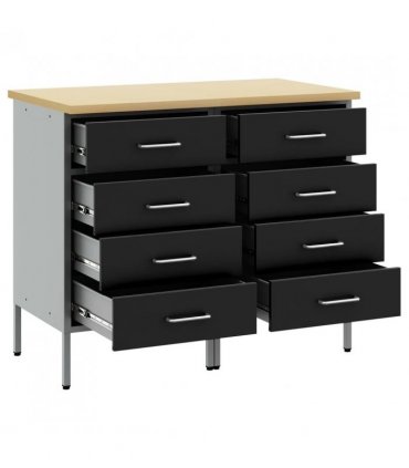 vidaXL Work Cabinet with Drawer 2 pcs Black and Grey 100 x 55 x 85 cm