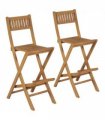 vidaXL Bar Chair | Set of 2 | Brown | Solid Teak Wood | Medium | Foldable