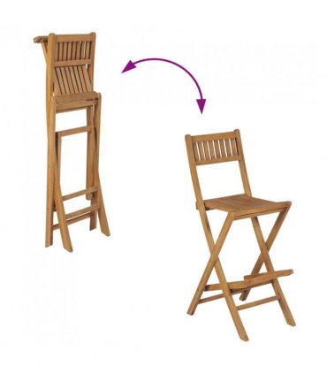 vidaXL Bar Chair | Set of 2 | Brown | Solid Teak Wood | Medium | Foldable
