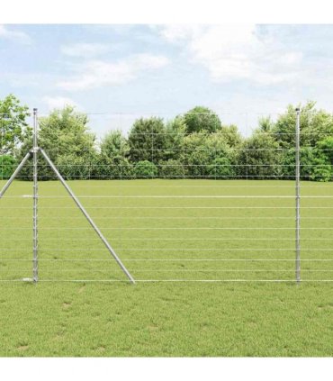 vidaXL Ground Fix Welded Wire Fence 25 x 1.6 m Galvanised Steel Silver