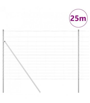 vidaXL Ground Fix Welded Wire Fence 25 x 1.6 m Galvanised Steel Silver