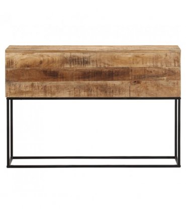vidaXL Console Table 110x30x75 cm Solid Wood Rough Mango and Iron