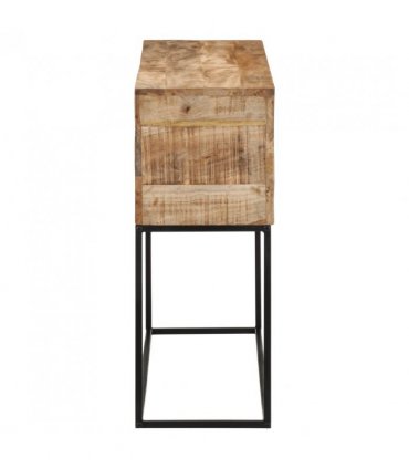 vidaXL Console Table 110x30x75 cm Solid Wood Rough Mango and Iron