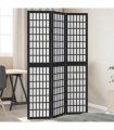 vidaXL Room Divider 3 Panels Black Solid Wood Paulownia