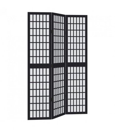 vidaXL Room Divider 3 Panels Black Solid Wood Paulownia