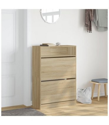 vidaXL Shoe Cabinet with 2 Flip-Drawers Sonoma Oak 80x34x116 cm