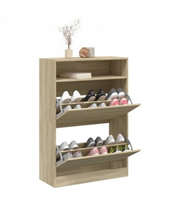 vidaXL Shoe Cabinet with 2 Flip-Drawers Sonoma Oak 80x34x116 cm