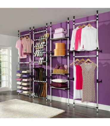 vidaXL Telescopic Wardrobe System with Rods and Shelf Aluminium
