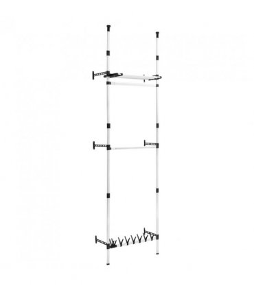 vidaXL Telescopic Wardrobe System with Rods and Shelf Aluminium