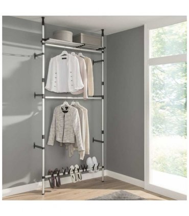 vidaXL Telescopic Wardrobe System with Rods and Shelf Aluminium