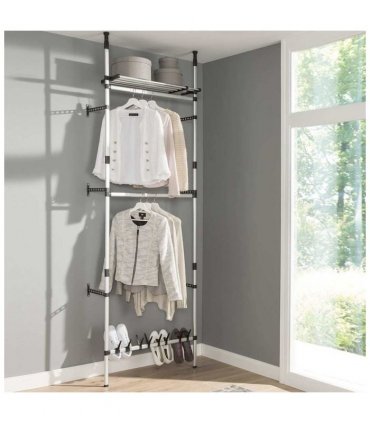 vidaXL Telescopic Wardrobe System with Rods and Shelf Aluminium