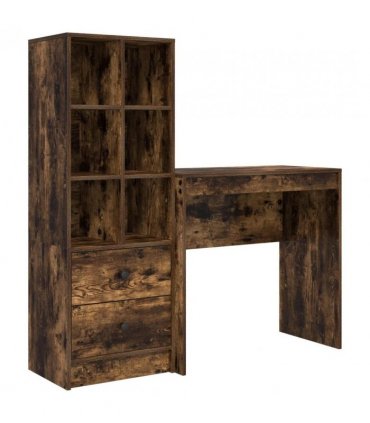 vidaXL Desk with Drawer with Shelf with Storage 2 pcs Smoked Oak