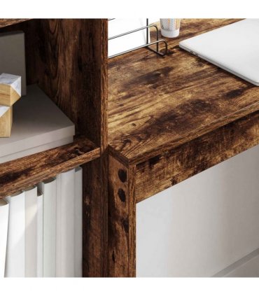 vidaXL Desk with Drawer with Shelf with Storage 2 pcs Smoked Oak