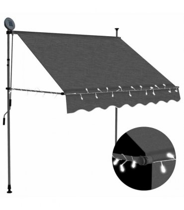 vidaXL Manual Retractable Awning with LED 200 cm Anthracite