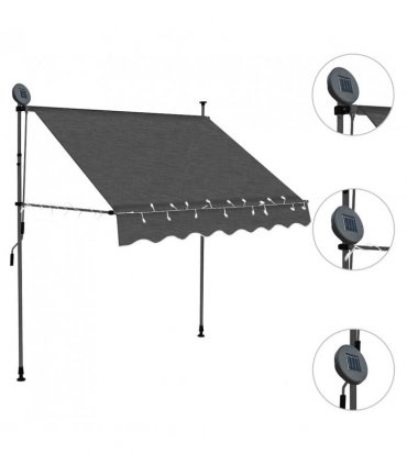 vidaXL Manual Retractable Awning with LED 200 cm Anthracite