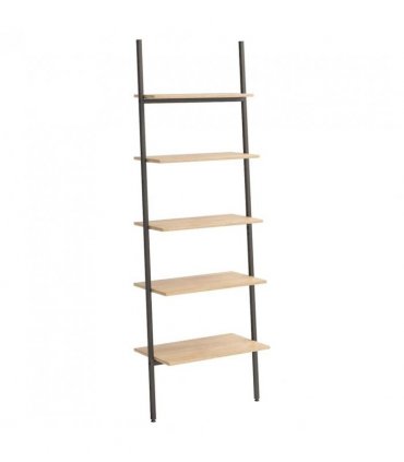 vidaXL 5-Tier Leaning Shelf Light Brown and Black 64x34x185.5 cm