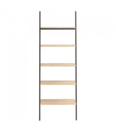 vidaXL 5-Tier Leaning Shelf Light Brown and Black 64x34x185.5 cm