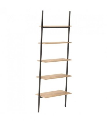 vidaXL 5-Tier Leaning Shelf Light Brown and Black 64x34x185.5 cm