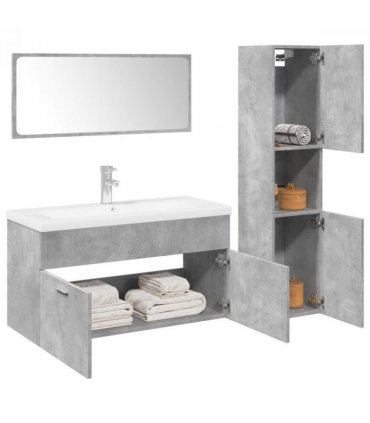 vidaXL 4 Piece Bathroom Furniture Set Concrete Grey Engineered Wood