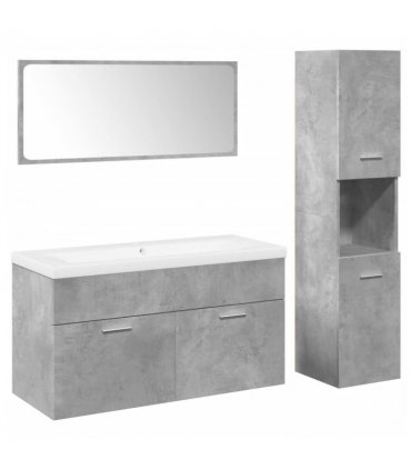 vidaXL 4 Piece Bathroom Furniture Set Concrete Grey Engineered Wood