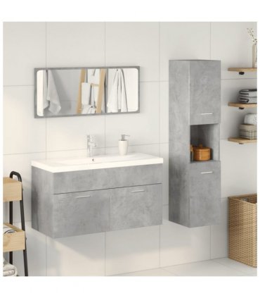 vidaXL 4 Piece Bathroom Furniture Set Concrete Grey Engineered Wood