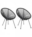 vidaXL Moon Chair | Set of 2 | Black | Round PVC Rattan | Garden Chair | Round