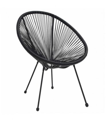 vidaXL Moon Chair | Set of 2 | Black | Round PVC Rattan | Garden Chair | Round