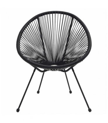 vidaXL Moon Chair | Set of 2 | Black | Round PVC Rattan | Garden Chair | Round