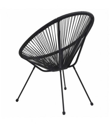 vidaXL Moon Chair | Set of 2 | Black | Round PVC Rattan | Garden Chair | Round
