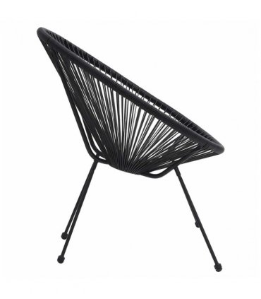 vidaXL Moon Chair | Set of 2 | Black | Round PVC Rattan | Garden Chair | Round