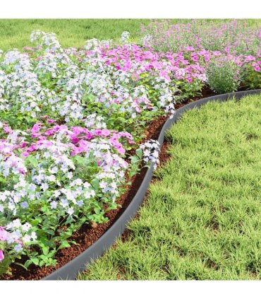 vidaXL Lawn Edgings Grey 5000 x 4 x 5 cm Plastic