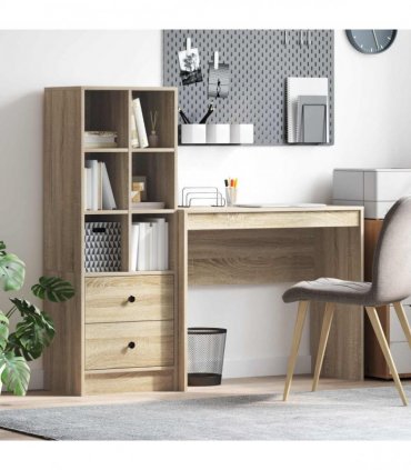 vidaXL Desk with Drawer with Shelf with Storage 2 pcs Sonoma Oak