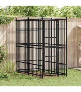 vidaXL Outdoor Dog Kennel Steel 1.84 m²