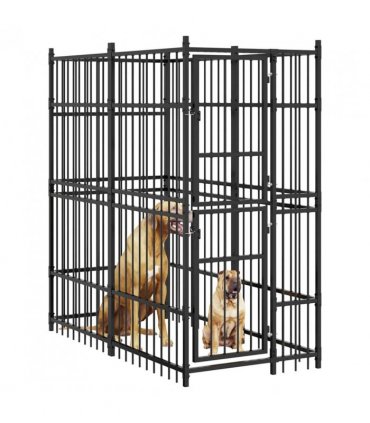 vidaXL Outdoor Dog Kennel Steel 1.84 m²