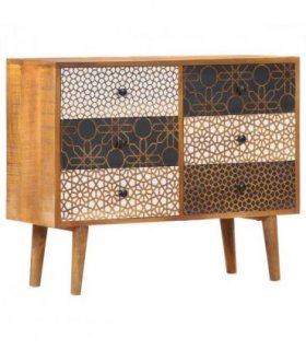 vidaXL Sideboard | Brown with printed patterns | Solid mango wood, MDF | Medium