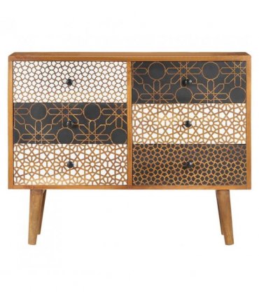 vidaXL Sideboard | Brown with printed patterns | Solid mango wood, MDF | Medium