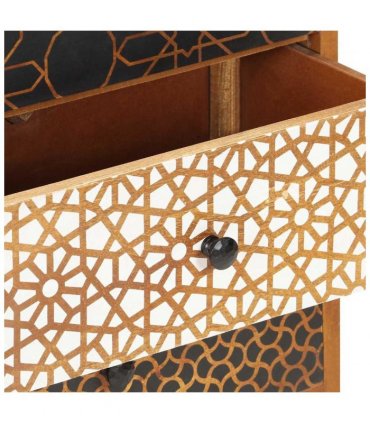 vidaXL Sideboard | Brown with printed patterns | Solid mango wood, MDF | Medium
