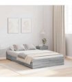 vidaXL Storage Bed Frame Grey Sonoma 120 x 200 cm Engineered Wood