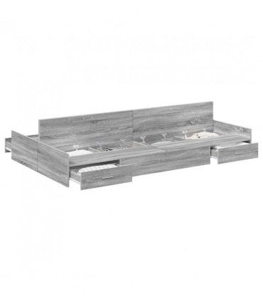 vidaXL Storage Bed Frame Grey Sonoma 120 x 200 cm Engineered Wood