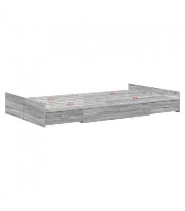 vidaXL Storage Bed Frame Grey Sonoma 120 x 200 cm Engineered Wood