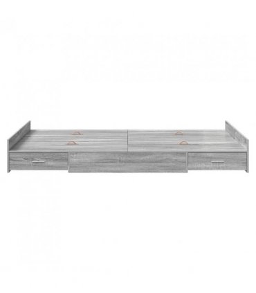 vidaXL Storage Bed Frame Grey Sonoma 120 x 200 cm Engineered Wood