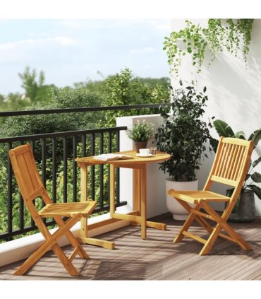 vidaXL 3 Piece Folding Garden Dining Set Solid Wood Acacia