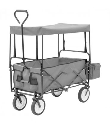 vidaXL Folding Hand Trolley with Canopy Steel Grey