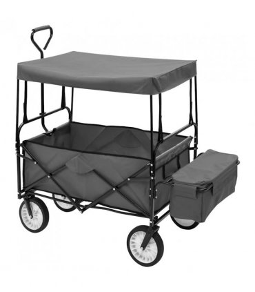 vidaXL Folding Hand Trolley with Canopy Steel Grey